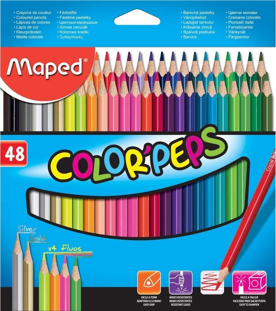 niet voldoende Drink water papier 4x Maped kleurpotlood Color'Peps 48 potloden | bol.com