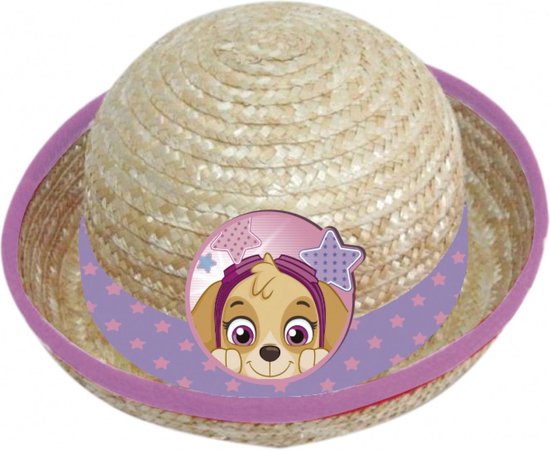 chapeau de soleil paille Paw Patrol girls crème taille 50