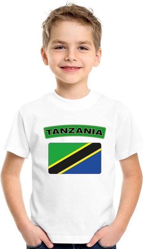 T-shirt met Tanzaniaanse vlag wit kinderen