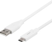 DELTACO USBC-1008M USB-C naar USB-A-kabel, 3A, wit – 0,5 meter