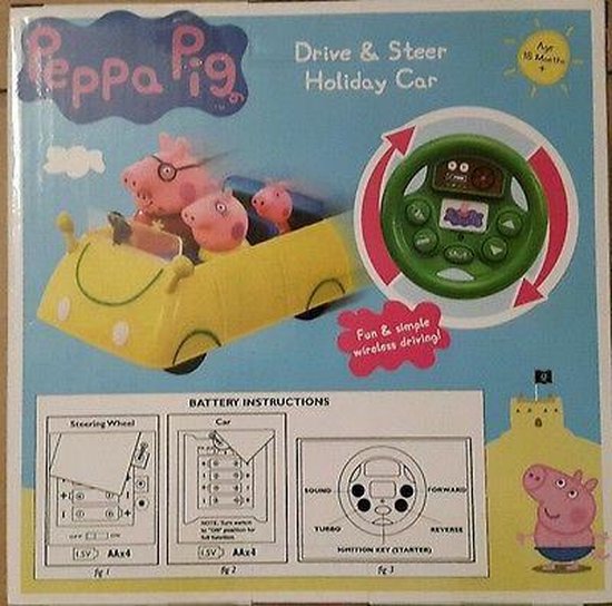 peppa pig remote control auto draai aan het wiel om de auto