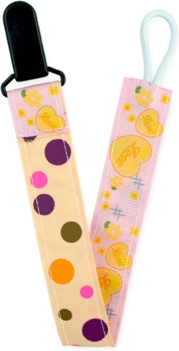 Goedkoopste Licht Roze / Zalm kleurige speenkoord met hartjes en diverse kleuren stippen - NBH®