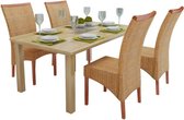 Eetkamerstoelen 4 stuks rattan bruin (incl. vloerviltjes)