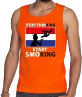 Oranje Stop thinking start smoking tanktop / mouwloos shirt here XL