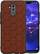 Hexagon Hard Case - Telefoonhoesje - Backcover Hoesje - achterkant hoesje - Geschikt voor Huawei P20 Lite - Bruin