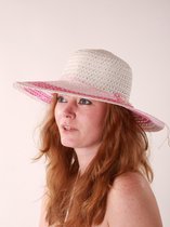 Dames zomerhoed in roze met wit