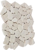 Mozaïektegel breuksteen marmer wit 30 x 30 cm