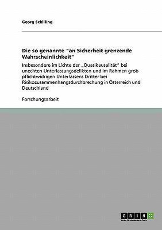 Die so genannte "an Sicherheit grenzende Wahrscheinlichkeit" - cover