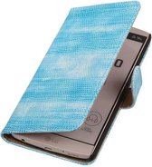 Lizard Bookstyle Wallet Case Hoesjes voor LG V10 Turquoise