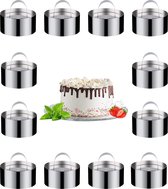 12 stuks dessertringen en voedselringen, ringenset klein, roestvrijstalen mousse-ringen, diameter 8 cm, ronde mousse-ring, geschikt dessertring/dinering voor desserts, cake, doe-het-zelf