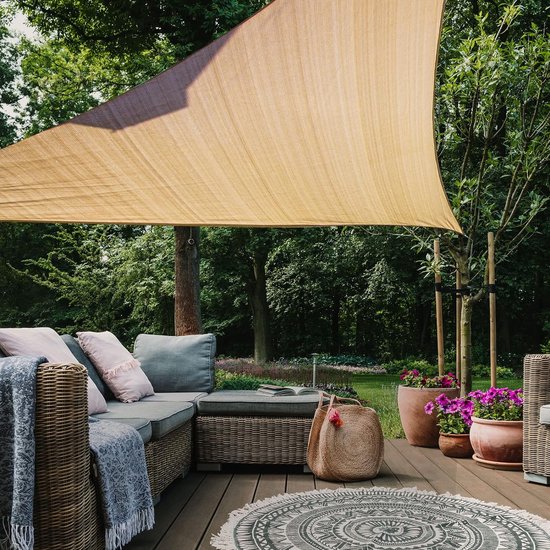 WOLTU Schaduw Zeil Zonnescherm Zeil Ademend HDPE Tuinluifel voor Buiten Tuin Terras UV Blok - Driehoek, 2,5x2,5x3,5m, Grijs