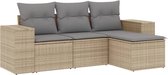 vidaXL - 4-delige - Loungeset - met - kussens - poly - rattan - beige