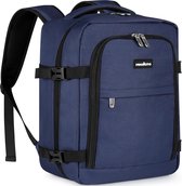 Handbagage, rugzak voor Ryanair, 40 x 20 x 25 cm, cabinetas, maximale grootte van de cabinetas, vliegtas, bagage, weekendtas met schouderriem, handtas, sporttas, 20 liter, blauw