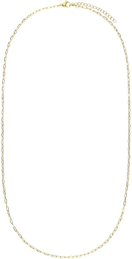 Lucardi Dames Stalen goldplated ketting closed forever 2mm - Ketting - Staal - Goud - 65 cm
