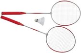 Badminton rackets en shuttle setje - kunststof - rood - buiten spelen - tennis