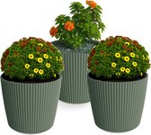 Prosperplast Plantenpot/bloempot Buckingham - 3x - dennengroen - D14 x H13 cm