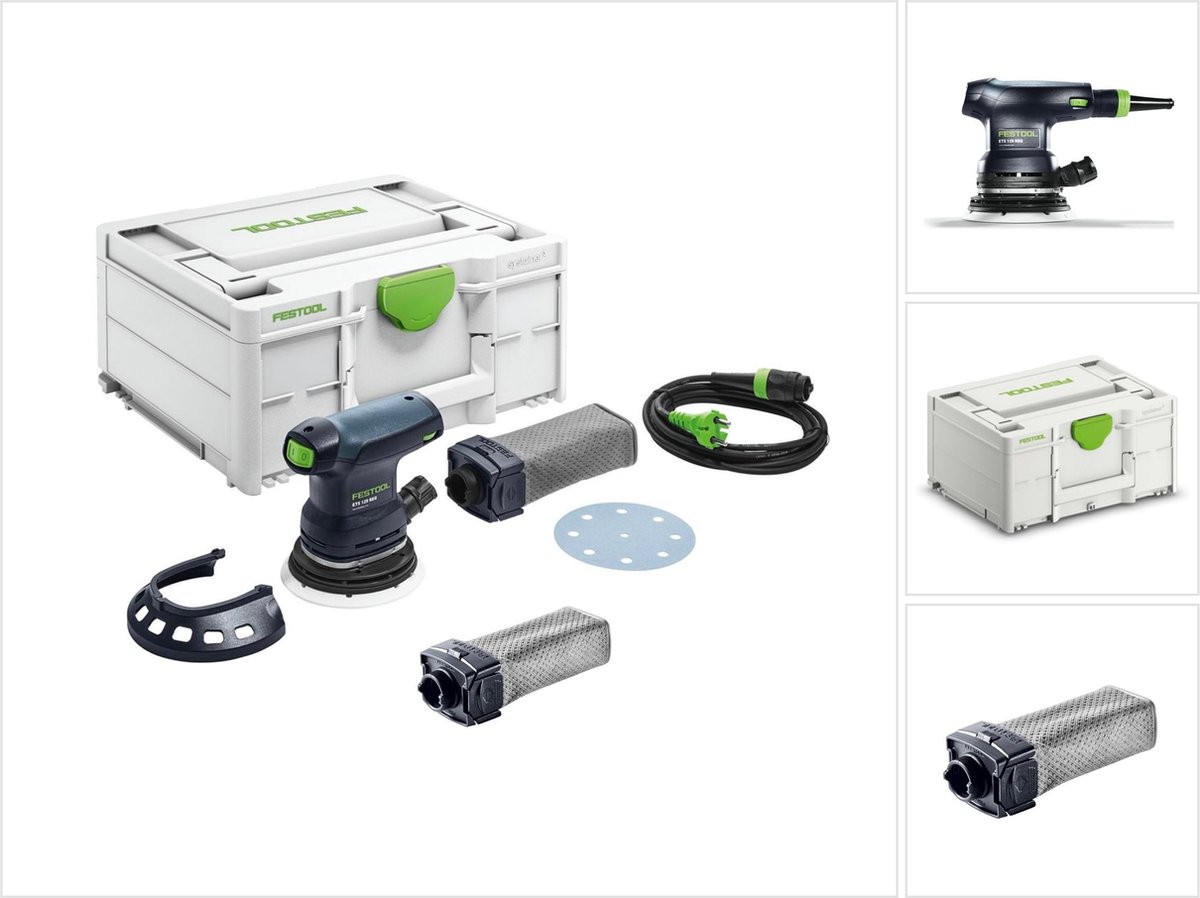 Festool ETS 125 REQ-Plus excentrische schuurmachine 250 W 125 mm ( 576069 ) + systainer + Festool SB-Longlife RTS/DTS/ETS stofzak ( 201693 )