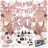 Fissaly 30 Jaar Rose Goud Verjaardag Decoratie Versiering - Helium, Latex & Papieren Confetti Ballonnen