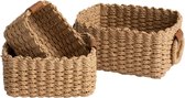 Geweven rieten opbergmanden papieren touw opbergdozen bak organizer verdeler voor kasten lade kast plank dressoir set van 3 (woestijn) storage basket