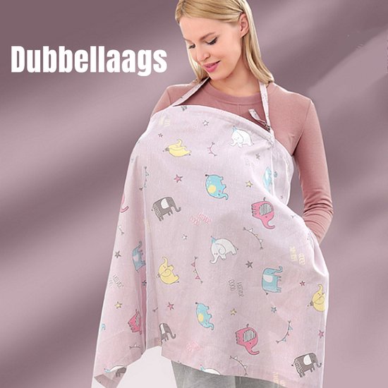 Allernieuwste.nl® Borstvoedingsdoek ROSE OLIFANT - Afschermdoek - Borstvoeding Doek - Tissu d'allaitement - Borstvoedingsschort met zakje - Privacy - Rose Olifantjes van Allernieuwste.nl® — afbeelding 4