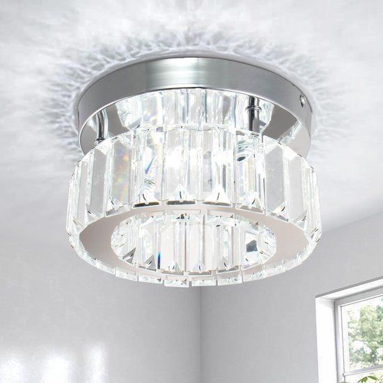 D&B Kristal Plafondlamp - Hanglamp - LED - Kroonluchter - ‎21,5 x 20 x 11.5 Cm - Rond Cool - Luxe Verlichting voor Slaapkamer, Gang, en Woonkamer