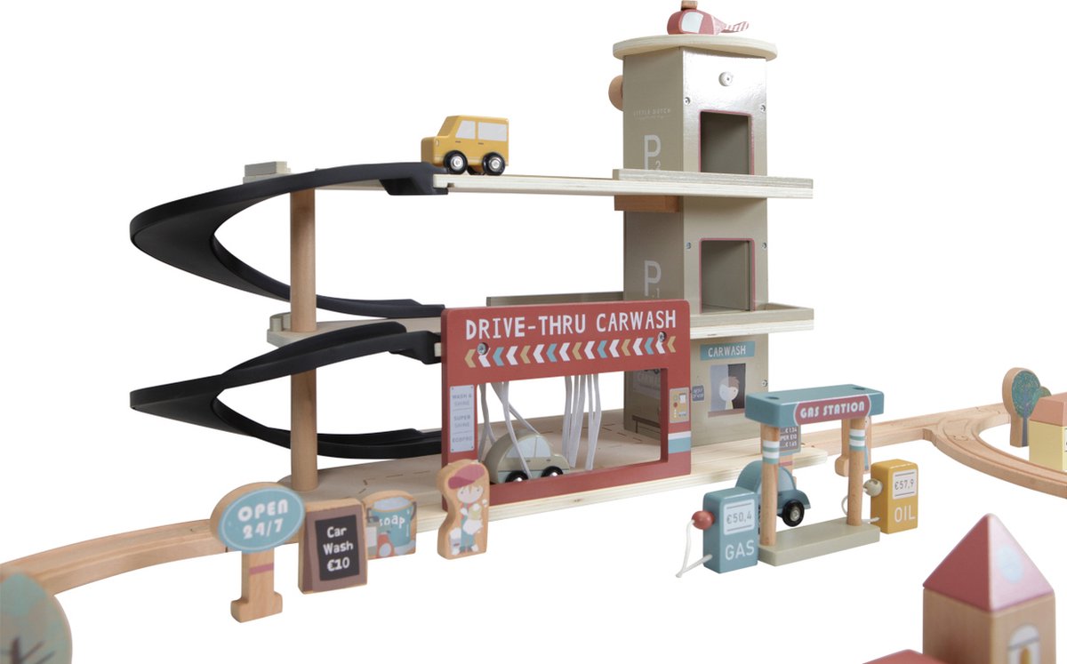 Little Dutch Treinbaanuitbreiding - garage multicolour FSC — afbeelding 8