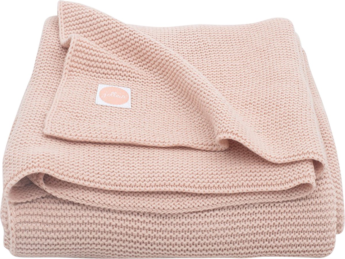 Jollein Couverture Tricot Basic Pour Bébé Avec Doublure Polaire – 75x100 Cm, Rose Doux Et Olive Green