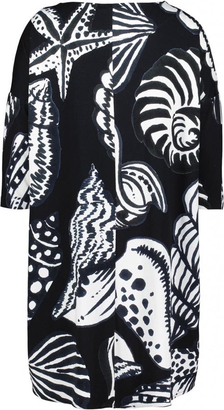 DIDI Dames Easy loose dress in Black with Shell symphony print. maat 48
