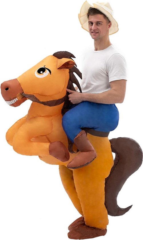 CARNAVAL - opblaasbaar feestpak Cowboy/girl op paard (NIEUW) - Carnavalskleding en Verkleedspullen
