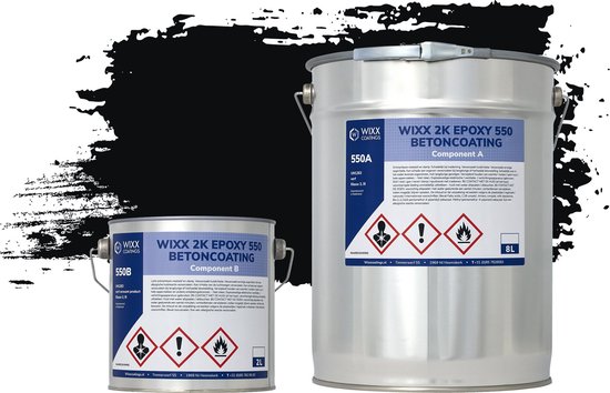 Wixx 2K Epoxy 550 Betonverf - 10L - RAL 9005 | Gitzwart