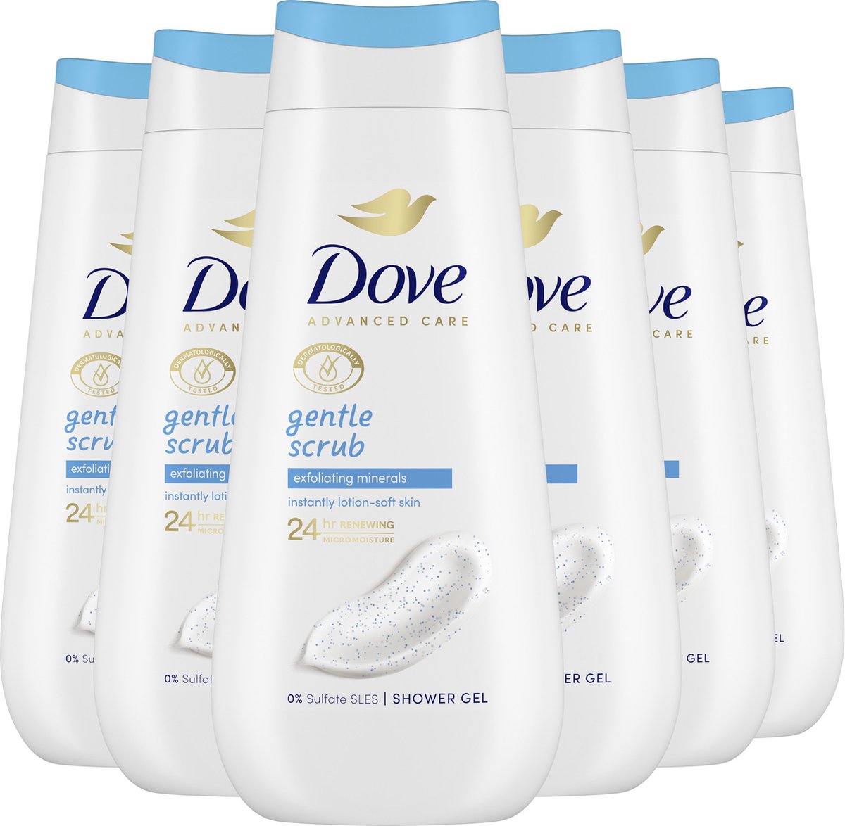 Bol.com Dove - Douchegel - Advanced Care - Gentle Scrub - 6 x 225 ml - Voordeelverpakking aanbieding
