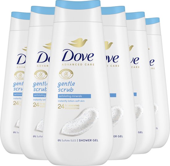 Dove Advanced Care Verzorgende Douchegel - Gentle Scrub - 6 x 225 ml - Voordeelverpakking