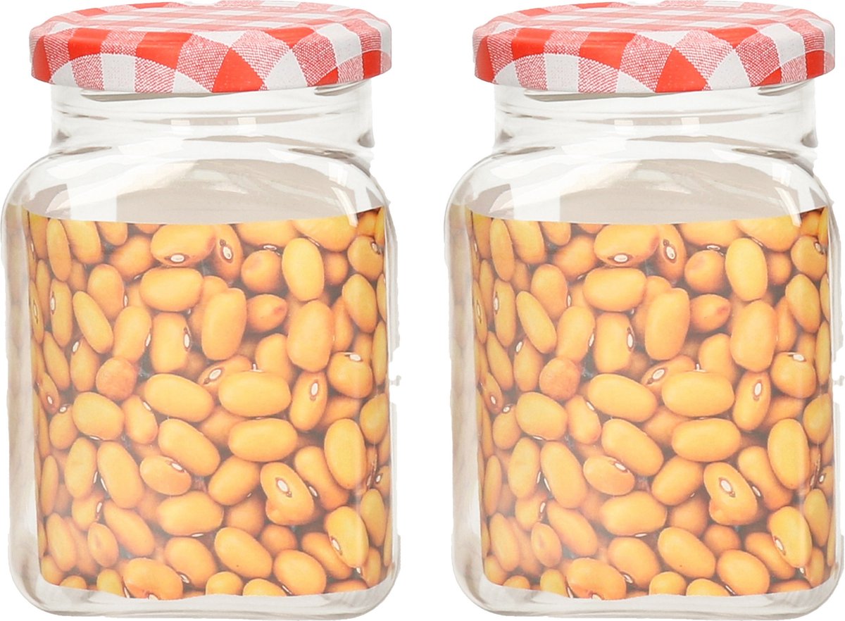 Plasticforte Weckpot/inmaakpot Classic - 2x - 400ml - kunststof - draaideksel - rood - D7 x H11 cm