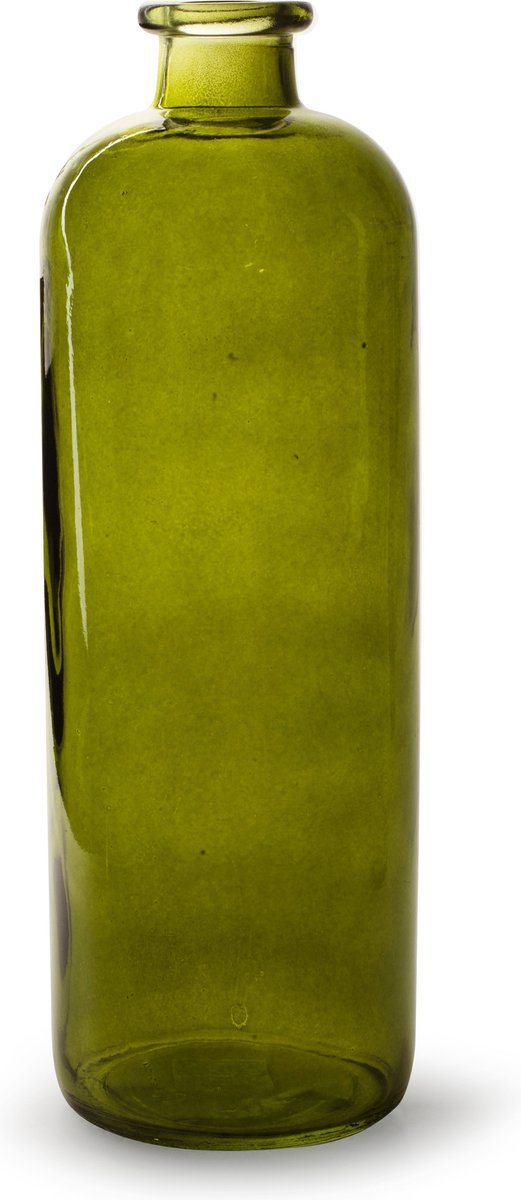 Jodeco Bloemenvaas Jardin - transparant groen glas - D11 x H33 cm - flesvaas