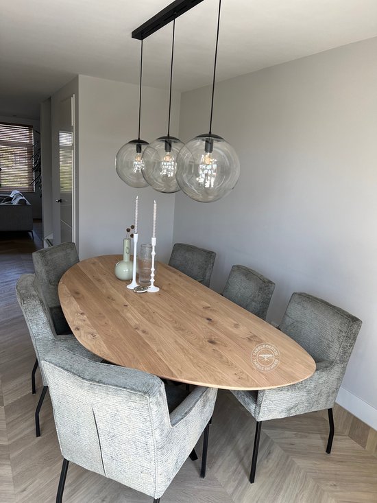 Organisch eiken eettafel 230x105 cm - Licht natuurlijk eiken ...