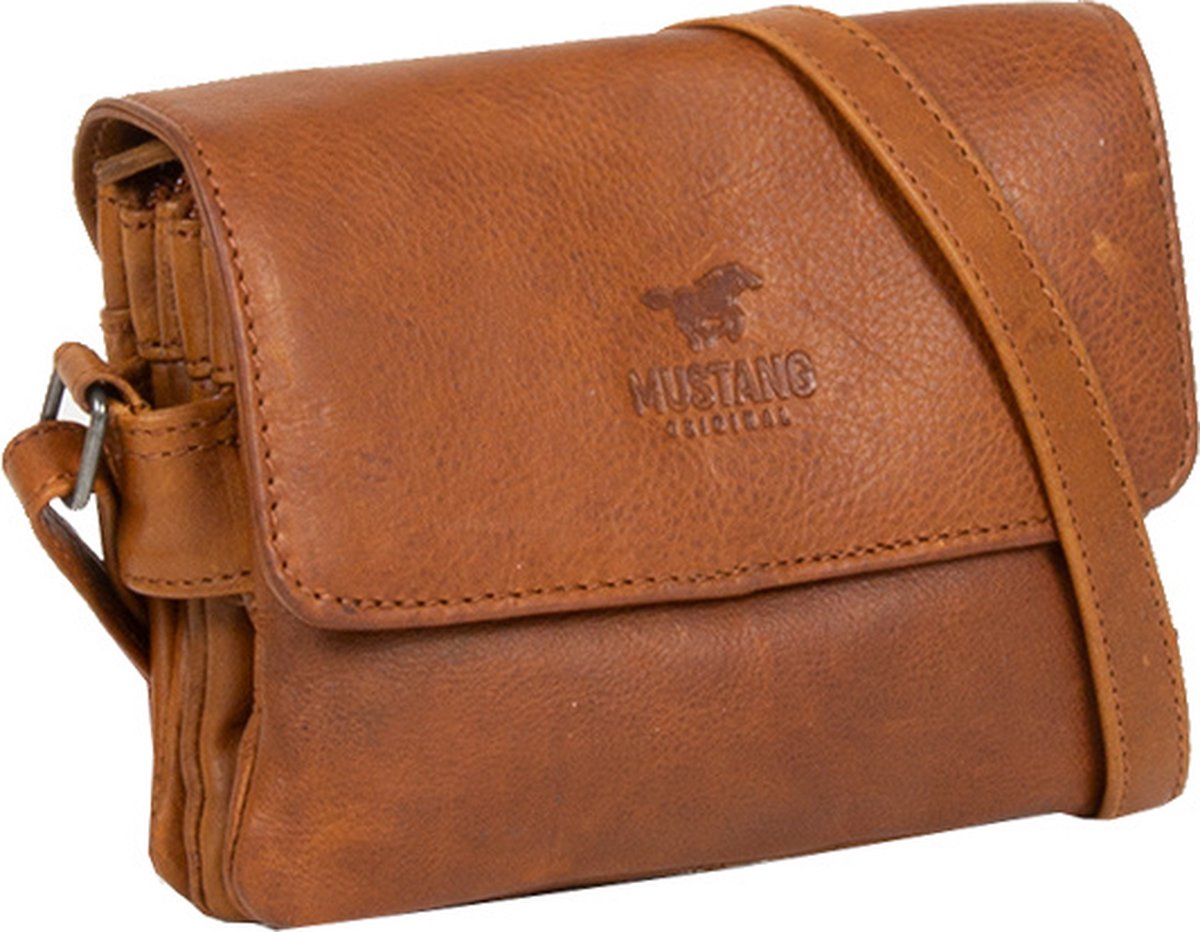 MUSTANG Leren Schoudertas Catania Crossbody Cognac Bruine