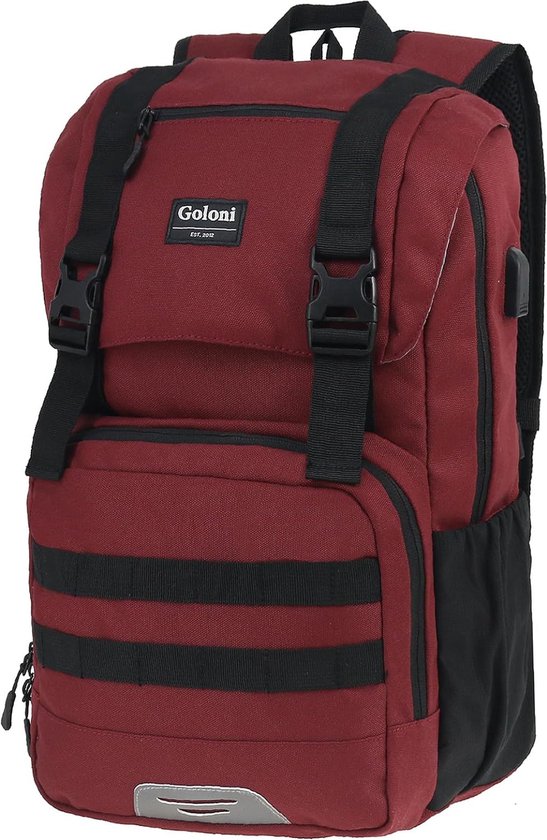 Goloni Casual Travel rugzak rood - 15.6 inch - Laptop Rugtas - Heren en Dames - Spatwaterdicht - Reisrugzakken met USB-oplaadpoort - Anti diefstal zak