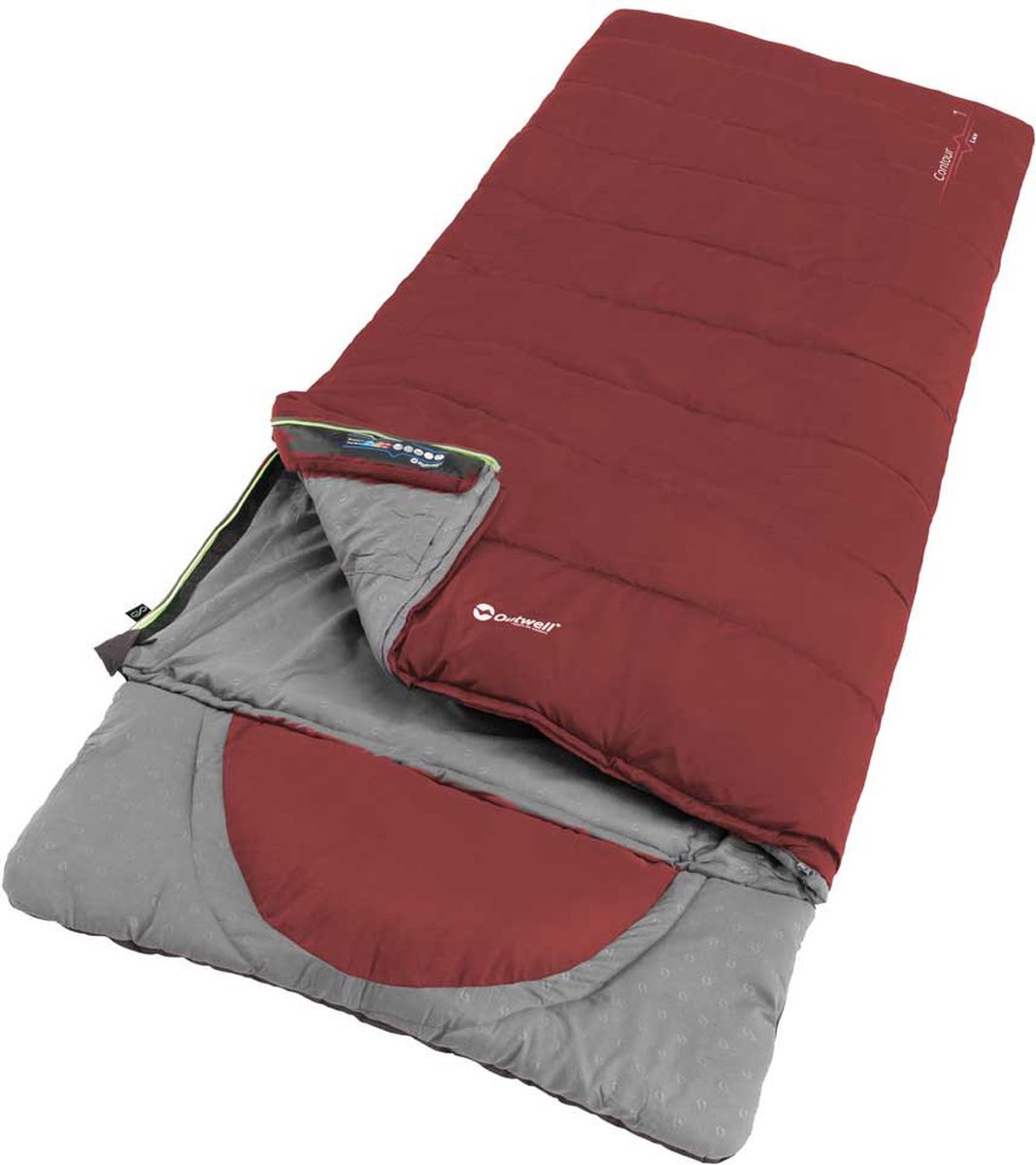 Outwell Contour Lux Slaapzak Rood Long / Left Zipper