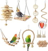 Schommel Hangmat Speelgoed voor Vogels - 18 Stuks Accessoires voor Vogelkooi met Baars Ladder Kauwspeelgoed - Geschikt voor Parkieten Valkparkieten Tortelduiven Conures Ara's