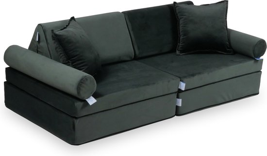 Mini Modulaire bank - Speelsofa- Velvet - Graphite Comfort (inclusief 2 bolsters en 2 kussens)