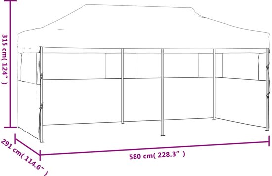 vidaXL - Partytent - pop-up - inklapbaar - met - zijwanden - 3x6 - m - antraciet