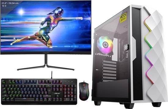 omiXimo - Ultra Gaming Setup - AMD Ryzen 5 - 3600 - RTX2060 -32GB Ram - 500GB SSD - 2000GB HDD - 24" Curved Gaming Monitor - Keyboard - Muis - DWH