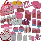 50 Stuk Baby Pop Voeding en Verzorging Accessoireset in Draagtas Met Ritssluiting - Accessoires Voor Poppen