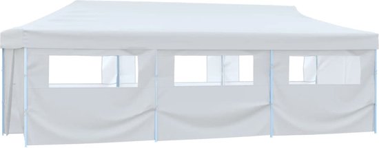 vidaXL Partytent Pop-Up met Zijwanden Feesttent Tuintent Tent Paviljoen Prieel Tuinprieel Tuinpaviljoen Zonnescherm Zonwering Luifel 3x6 m Staal Wit