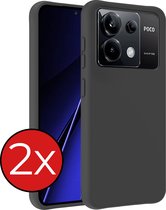 Hoesje Geschikt voor Xiaomi Poco X6 Hoesje Siliconen Case Hoes - Hoes Geschikt voor Xiaomi Poco X6 5G Hoes Cover Case - Zwart - 2 PACK
