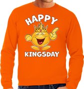 Bellatio Decorations Koningsdag sweater voor heren - happy kingsday - oranje - feestkleding XL