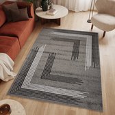 Tapiso Luxury Vloerkleed Grijs Laagpolig Woonkamer Modern Slaapkamer Tapijt Maat- 80x150