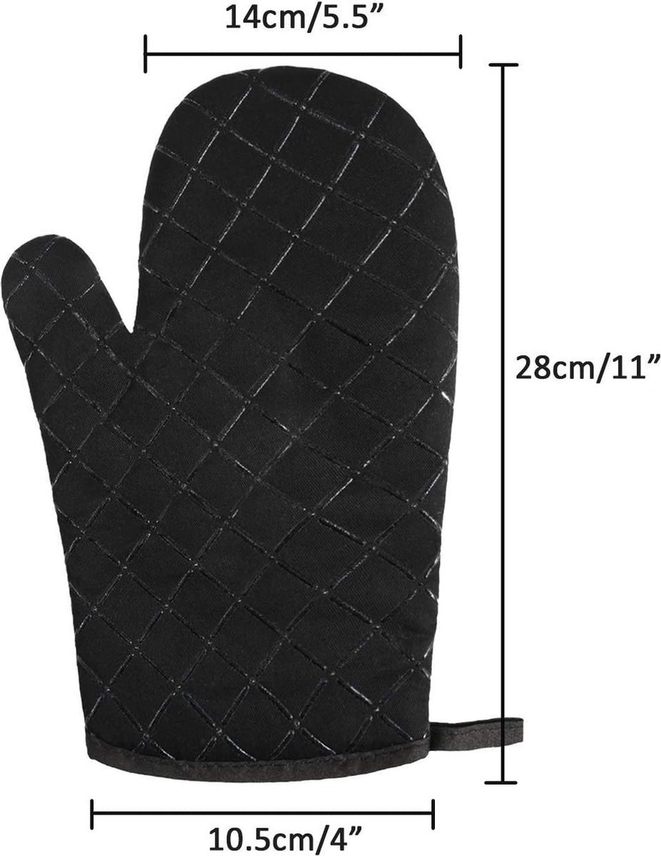 Gants De Four Big Red House - Résistance 480°C - Antidérapants Silicone - Maniques Longues Coton