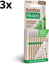 3x Piksters Bamboe Rechte Ragers - Maat 6 - Groen - 32 stuks