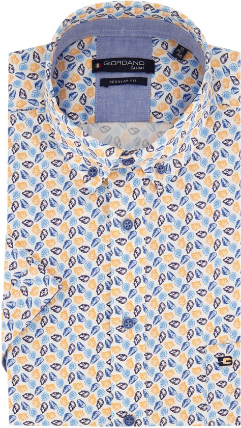 Giordano casual overhemd korte mouw blauw